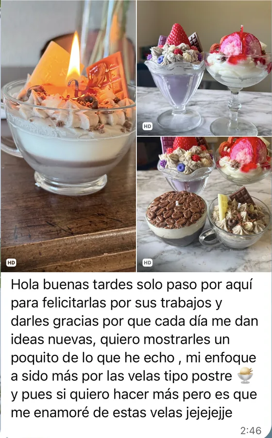 Alumna: «Me enamoré de estas velas», con velas tipo postre